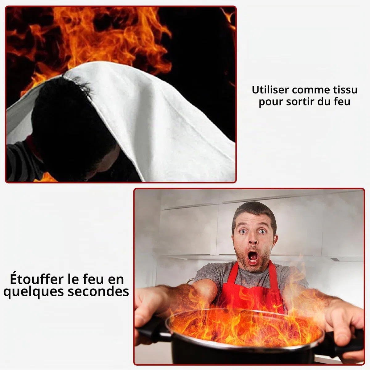 Couverture Anti Feu, Lot de 2 Couvertures Anti-Feu Ignifuge pour Maison Cuisine, Couverture D'incendie de Secours de Fibre de Verre pour la Fourneau Garage Bureau Camping Caravane, 1M x1M