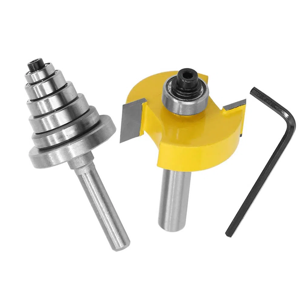8mm Fraise de Défonceuse à Feuillure Routeur Bit Avec 6 Ensemble Roulements Pour Plusieurs Profondeurs 28,6 mm, 22,2 mm, 19,05 mm, 15,9 mm, 12,7 mm, 9,52 mm Outil de Menuiserie