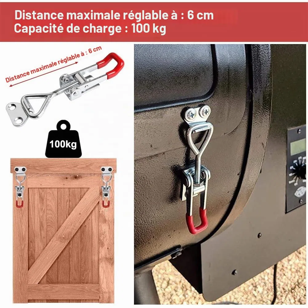 8 Pièces Loquet à Bascule Réglables Fermeture à Levier Sauterelle de Serrage Loquet à Bascule en Métal GH-4001 Pince Petit Fermeture à Bascule Latch pour Armoires, Portes, Caisses, Valises 100KG