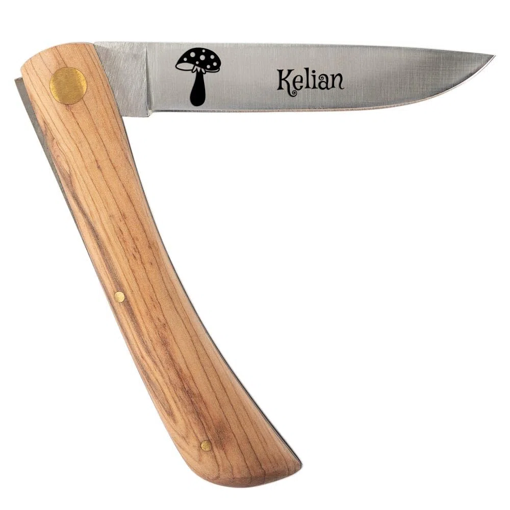 Couteau de poche avec manche en bois personnalisé – Lame acier avec gravure texte - Cadeau homme : Fête des pères, papa, papy, noel ou anniversaire