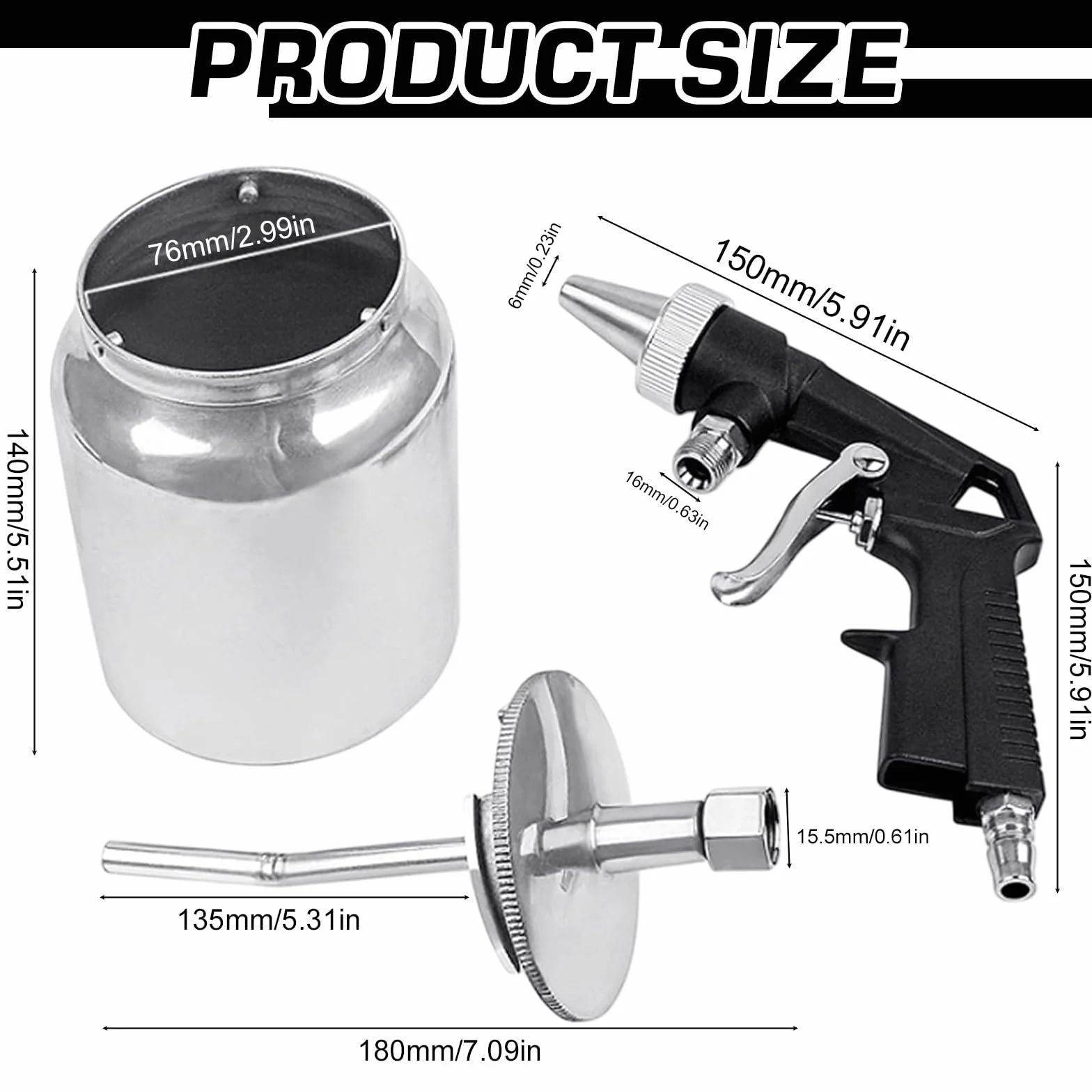 Capacité du pot en aluminium Pistolet de sablage : pression de travail 6,5-8 bar Souffleur de sablage avec réservoir de sable de 1 l, pistolet de sablage à air comprimé pour polir, dérouiller