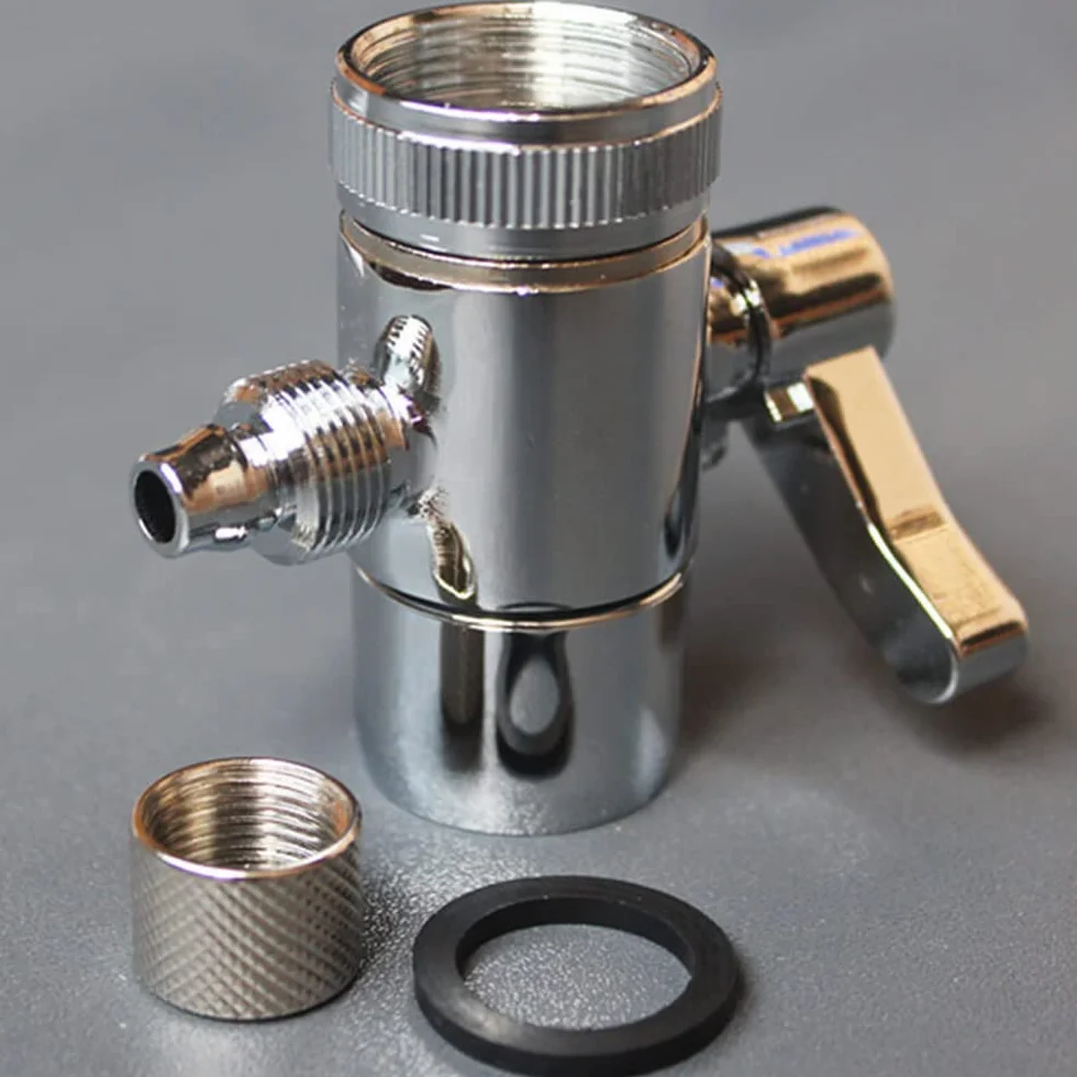 Robinet chromé 1/4" OD pour plan de travail, filtre à eau, purificateur d'eau, filtre à osmose inverse, adaptateur de robinet de tuyau