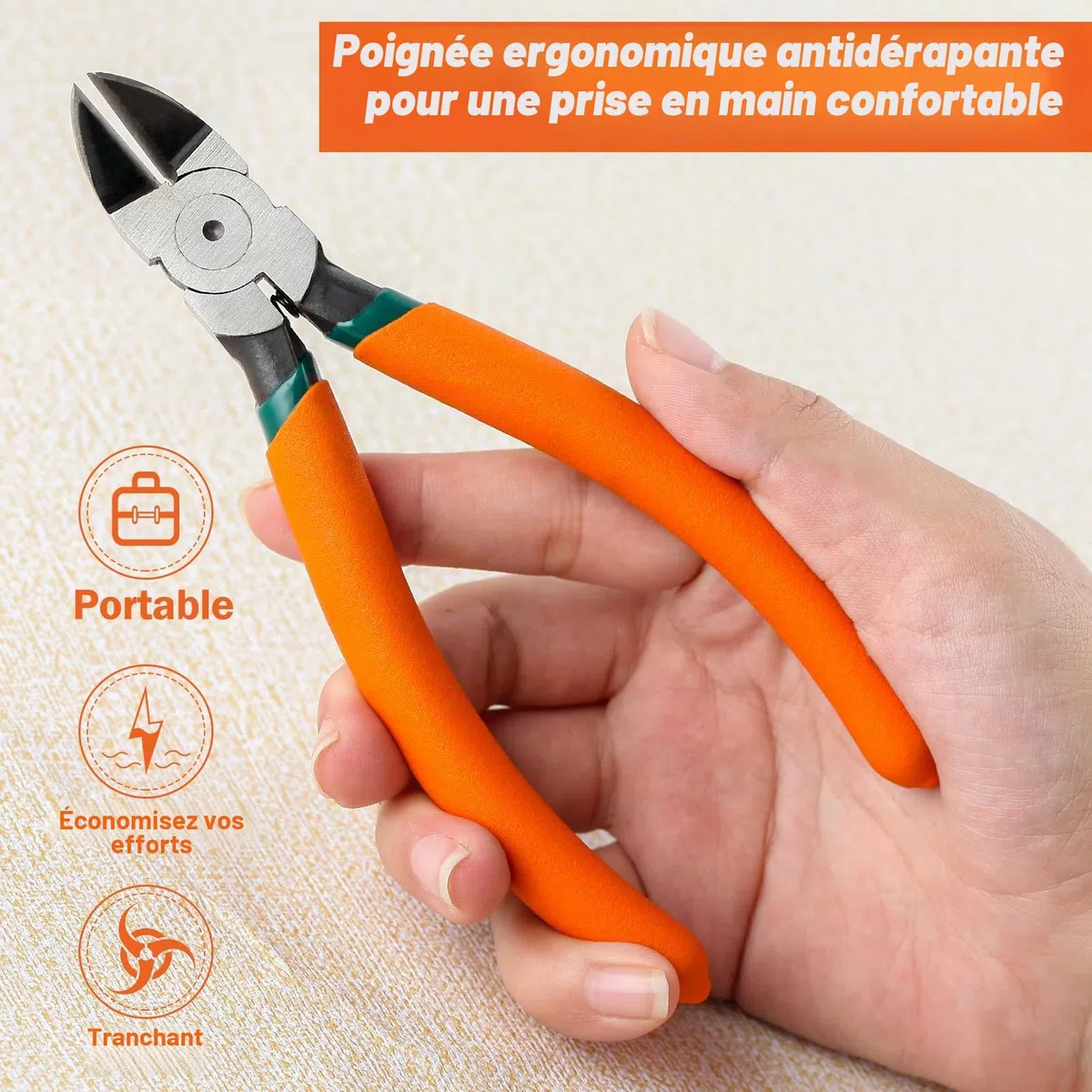 LEONTOOL Pince diagonale pour plastique à coupe affleurante, 45 coupe-fils coudés pour travaux manuels, coupe-fil, pince coupante pour la fabrication de bijoux, électronique, modèle, floral