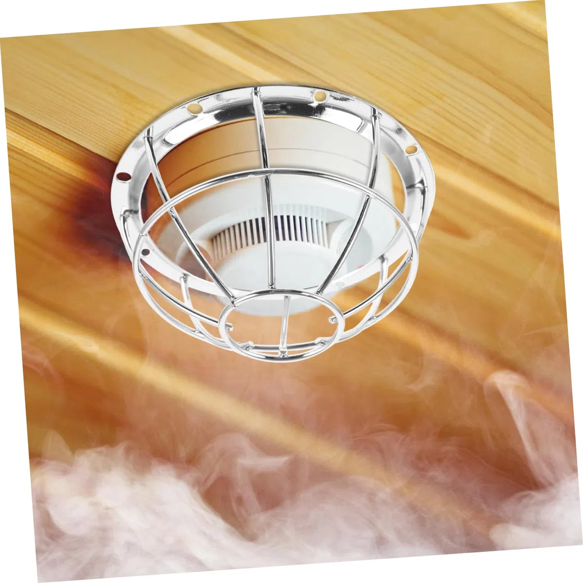 HOMSFOU 2pièces Garde De pour Détecteur De Fumée Acier Inoxydable Installation Rapide Anti-dommages Sécurise Système De Sprinkleur Incendie Compatible Normes De Sécurité
