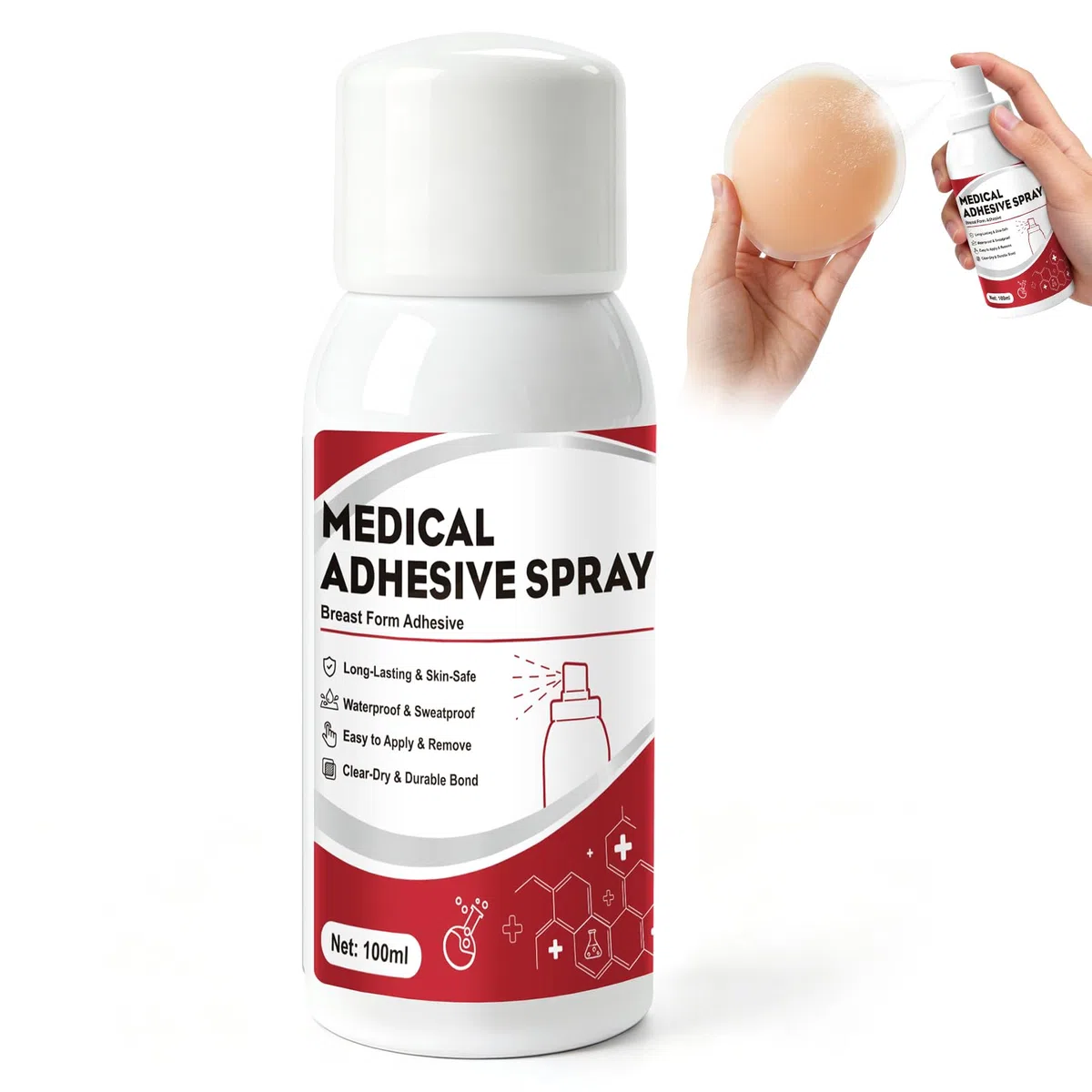 Prosthetic Adhesive, Colle pour Peau pour les Prothèses Mammaires en Silicone, Implants et les Effets Spéciaux, Résistant à l'Eau et Facile à Retirer, 100 ML
