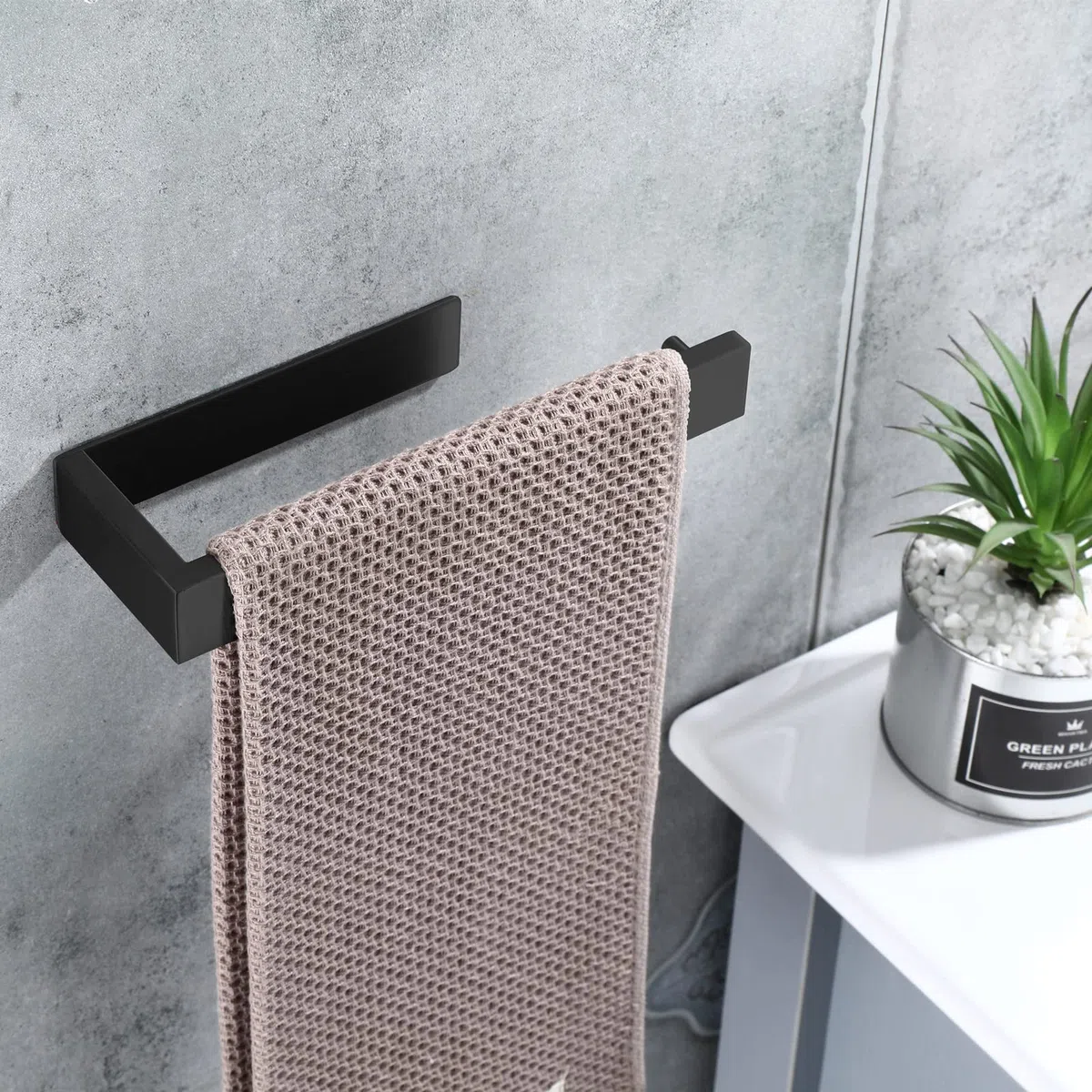 Anneau Porte-Serviettes Porte-Serviettes, 304 Acier Inoxydable Support de Serviettes Accessoirs WC Salles de Bains (sans perçage, Noir)