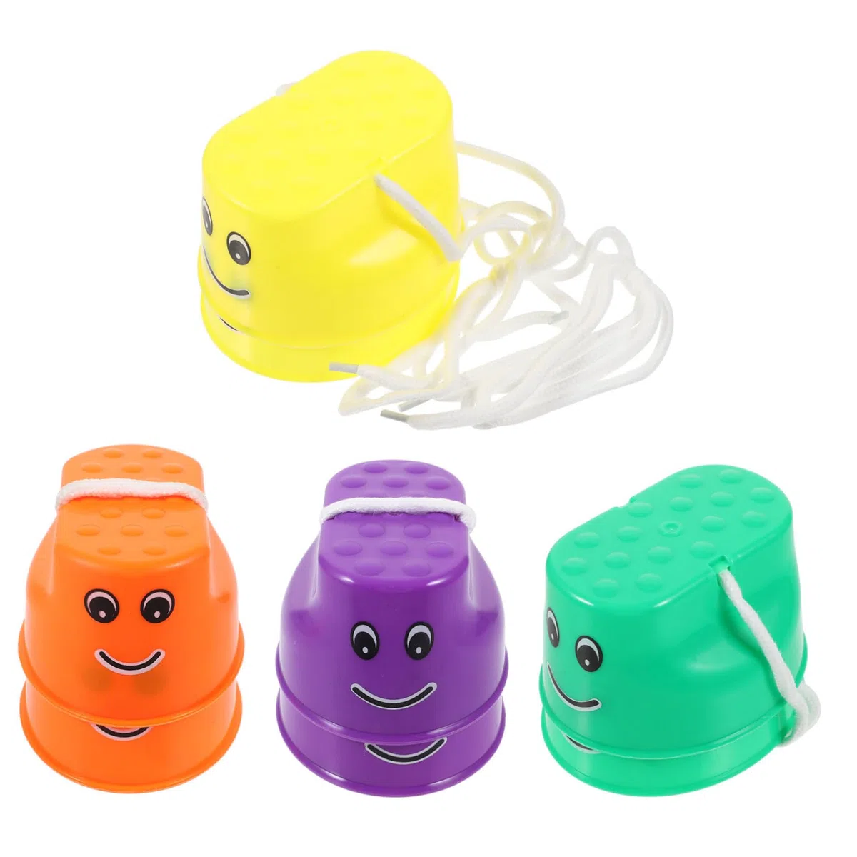 Échasses en Plastique Colorées pour Garçon et Filles 4 Paires Seaux D'équilibre Intégrés, Jouets Sportifs Éducatifs pour Activités de Plein Air et Développement Motricité