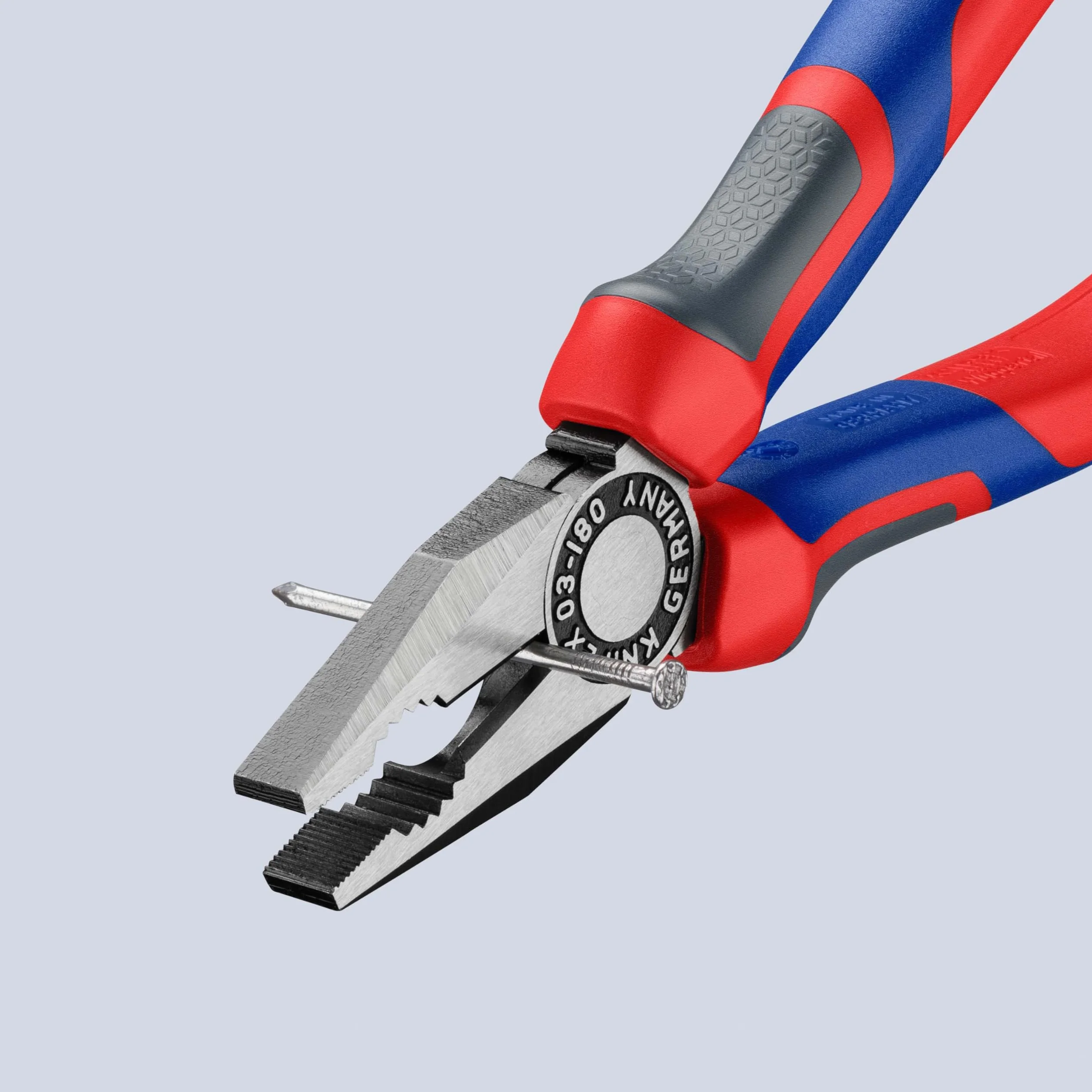 Knipex Pinces universelles, 180 mm, avec tranchants pour fils doux (Cuivre) et durs (Fil d'acier), saisit les matériaux plats et ronds, 03 02 180