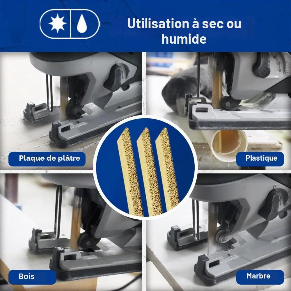 SHDIATOOOL Lames de scie sauteuse diamantée pour granit, marbre, céramique, brique, plastique de 100 mm de haute qualité professionnelle, jeu de disques de coupe sous vide 3pcs doré …