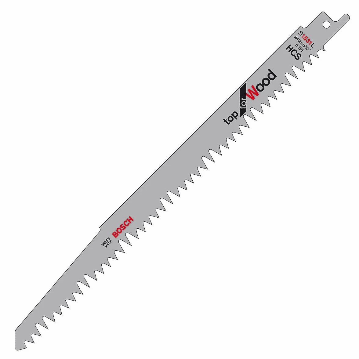 Bosch Coffret de 5 lames de scie sabre S 1531 L Top for Wood (pour le bois, 240 x 19 x 1.5 mm, accessoires pour scie sabre)