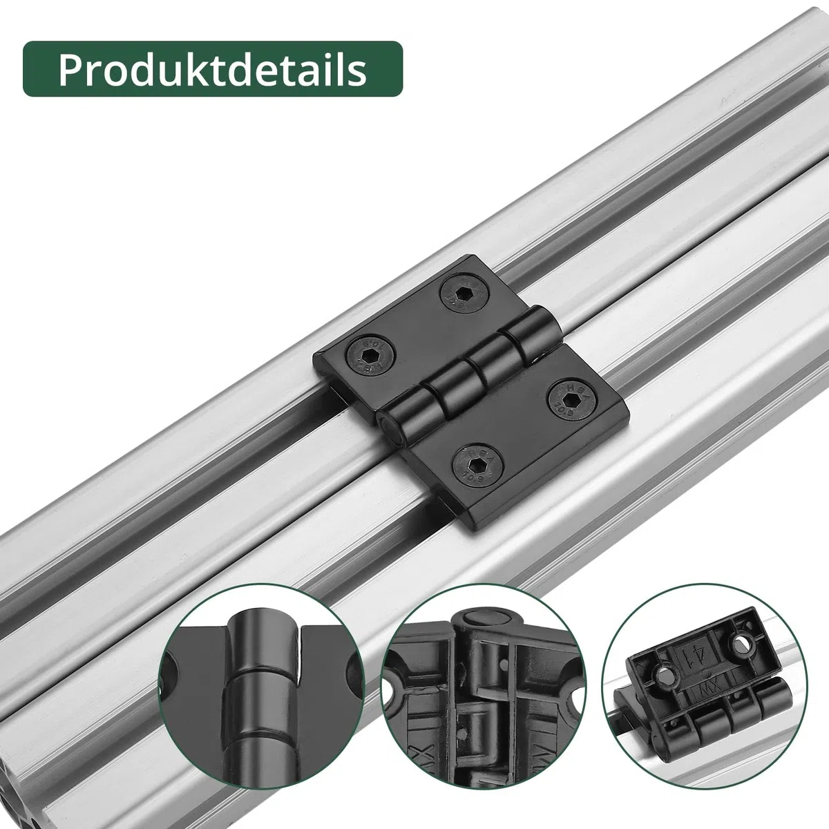 JiGiU Lot de 2 charnières M6 en aluminium 4040 Série Fentes 8 mm, charnière profilée en aluminium,Pour imprimante 3D DIY (espacement des trous : 40x30 mm)