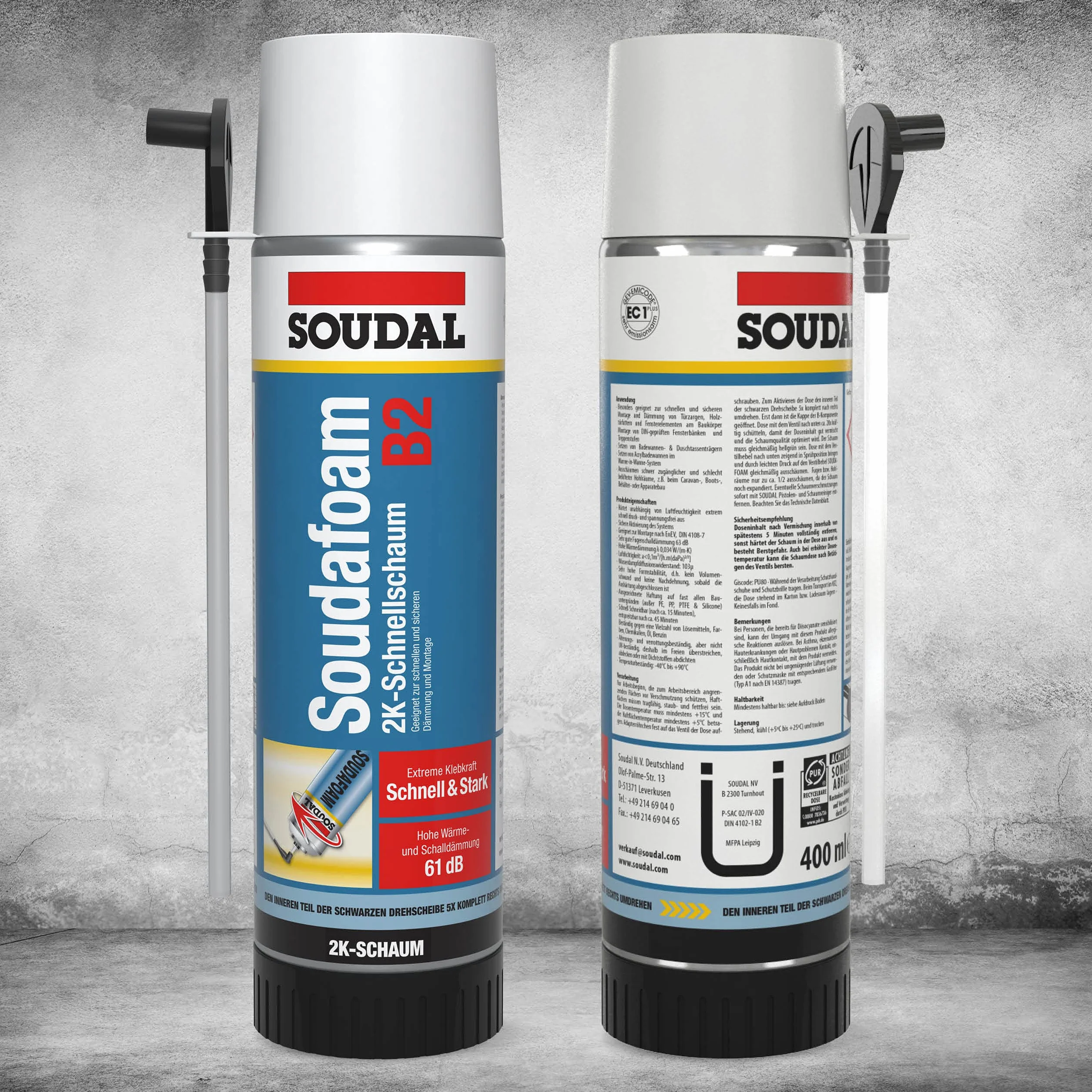 Soudal Soudafoam 2K, B2, 400 ml, mousse écréchée