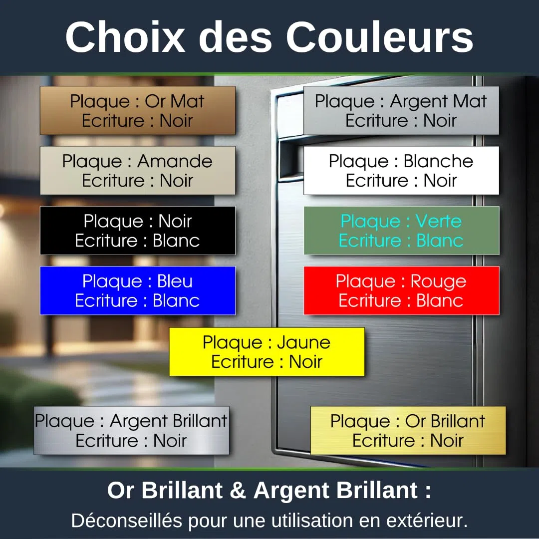 Plaque Boite Aux Lettres Personnalisable - 12x10cm - 10 Lignes - Étiquette Avec Nom Adhésive - Grand Format - Gravée et Personnalisée pour Porte - Maison - Famille - Bureau - Stop Pub (Argent)