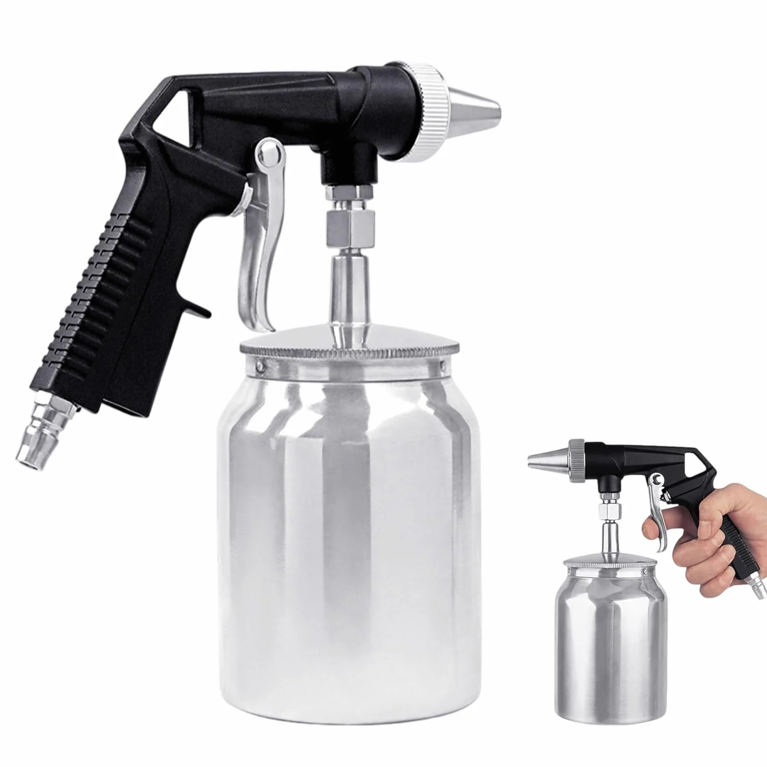 Capacité du pot en aluminium Pistolet de sablage : pression de travail 6,5-8 bar Souffleur de sablage avec réservoir de sable de 1 l, pistolet de sablage à air comprimé pour polir, dérouiller