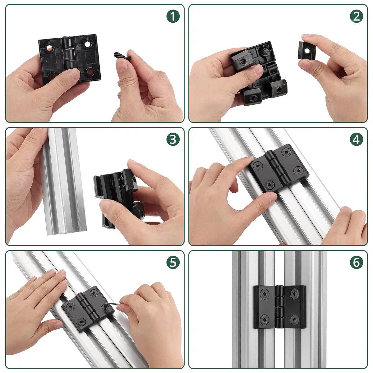 JiGiU Lot de 2 charnières M6 en aluminium 4040 Série Fentes 8 mm, charnière profilée en aluminium,Pour imprimante 3D DIY (espacement des trous : 40x30 mm)