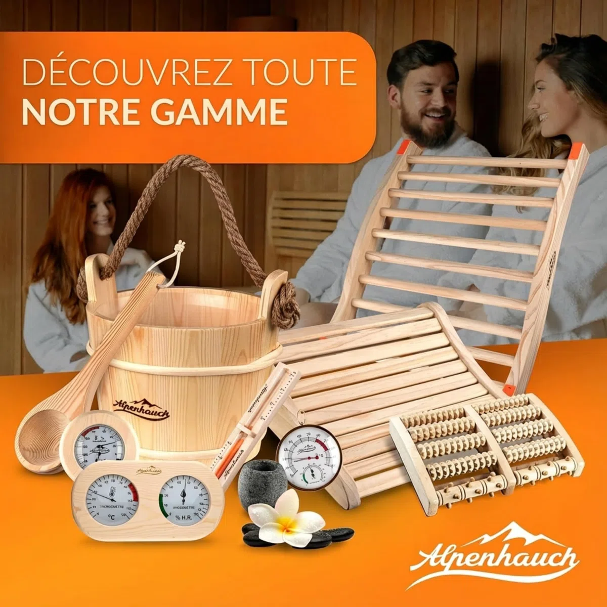 ALPENHAUCH Œuf de sauna en pierre de stéatite massif [5x5cm] - Bol aromatique pour sauna résistant à la chaleur pour un parfum intense - Œuf de sauna naturel pour cristaux de menthol et huiles de
