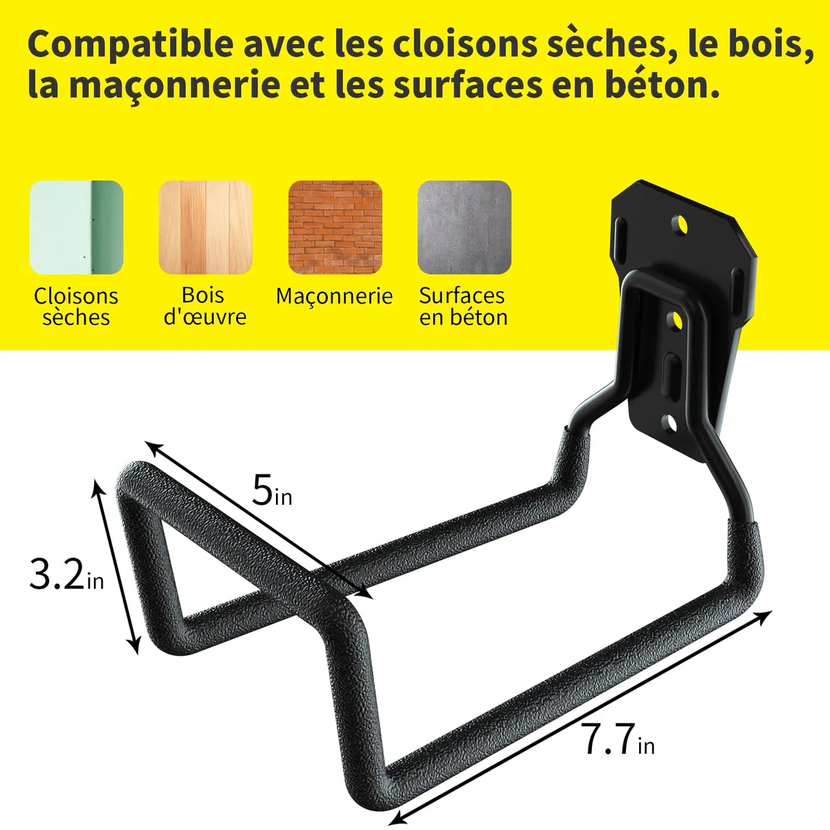 Lot de 2 supports muraux pour tuyaux d'arrosage – Supports de rangement en métal durable pour jardin, abri de jardin et garage
