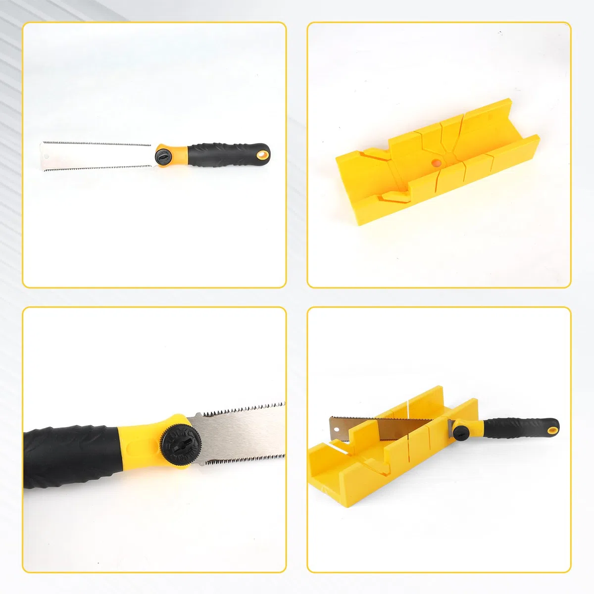 Coffret Scie à Onglet, Set 4 Pièces avec 3 Lames de Rechange, Poignée Ergonomique, Coupes Précises pour Bois, PVC, Plastique, Plâtre et Métaux Tendres – Bricolage, Modélisme & DIY