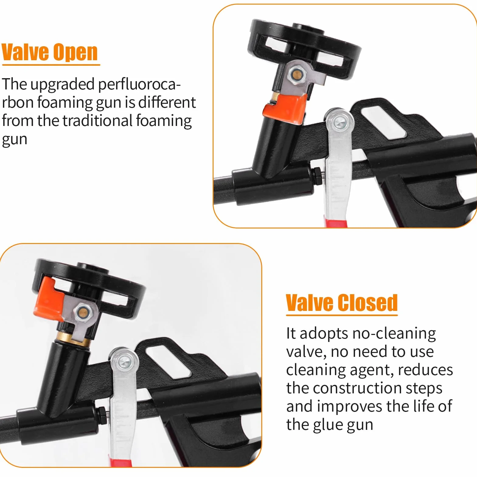 Pistolet Mousse Expansive PU Réglable Pas Besoin Nettoyer avec 2 Tuyaux, Buses, Pistolet Mousse Polyurethane Professionnel pour Calfeutrage Bâtiment, Etanchéité, Remplissage, Isolant, Maison, Bureau