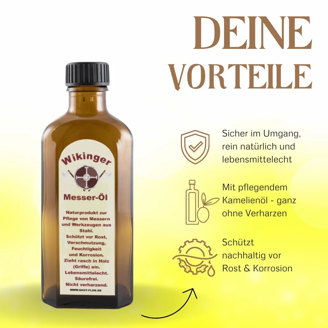 Huile de Camélia de Qualité Alimentaire pour Couteaux et Lames Damassées - Protection Contre la Rouille et la Corrosion - Huile d'Épée Sans Acide