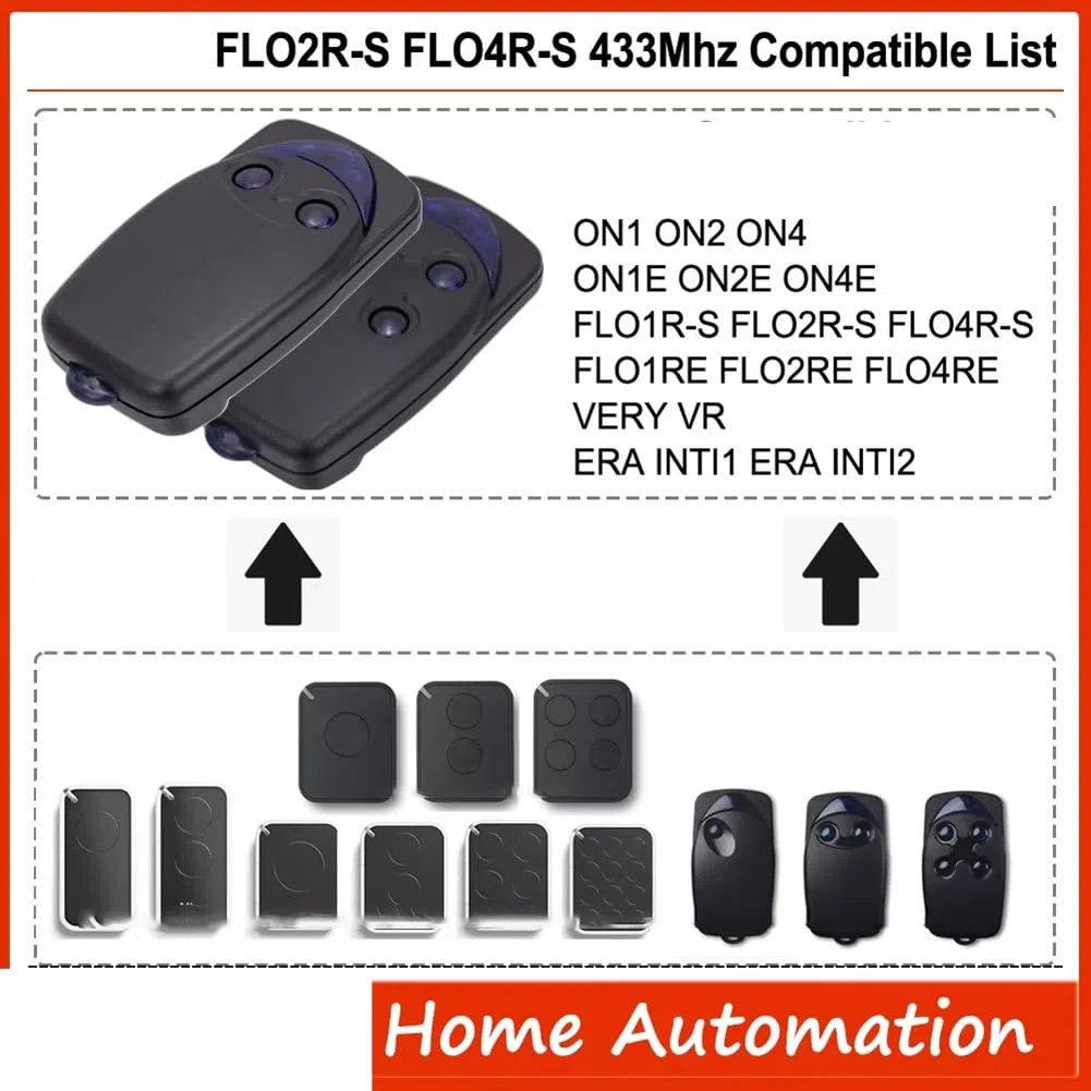FL04R-S 433MHz Rolling Code Garage Door Remote FLO2R-S Télécommande de Porte de Garage Télécommande de Portail Électrique Télécommande de Porte de Garage -2