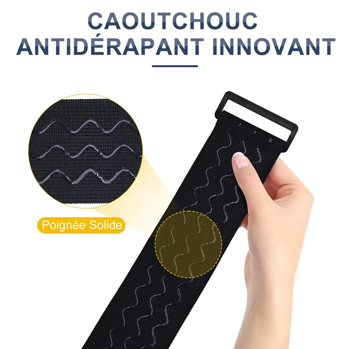 Upbeat Sangles Elastiques avec Anti-dérapantes 3 tailles(61/46/30cm x 5cm), Attache Cable Scratch Multi-Usages pour Vélo, protection de pantalons, bagages, tapis de yoga, camping, tuyaux, câbles etc