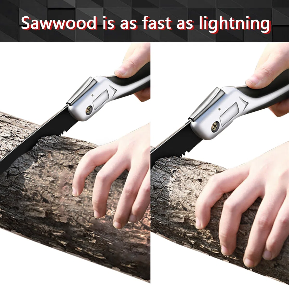 Scie Pliante à Élaguer avec Poignée et Lame en Acier Trempée Antidérapante pour Jardin, Camping - Fermeture de Sécurité (Lame 210mm)