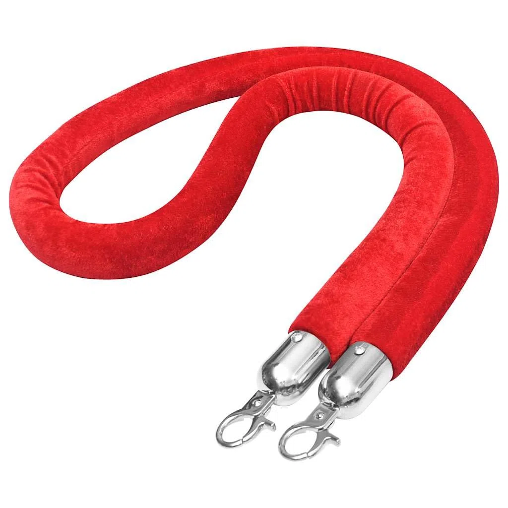 vidaXL Corde de Colonne Corde de Barrière Contrôle des Foules Evénements Hôtel Club Spectacle Extérieur Résistant Durable Rouge et Argenté Velours