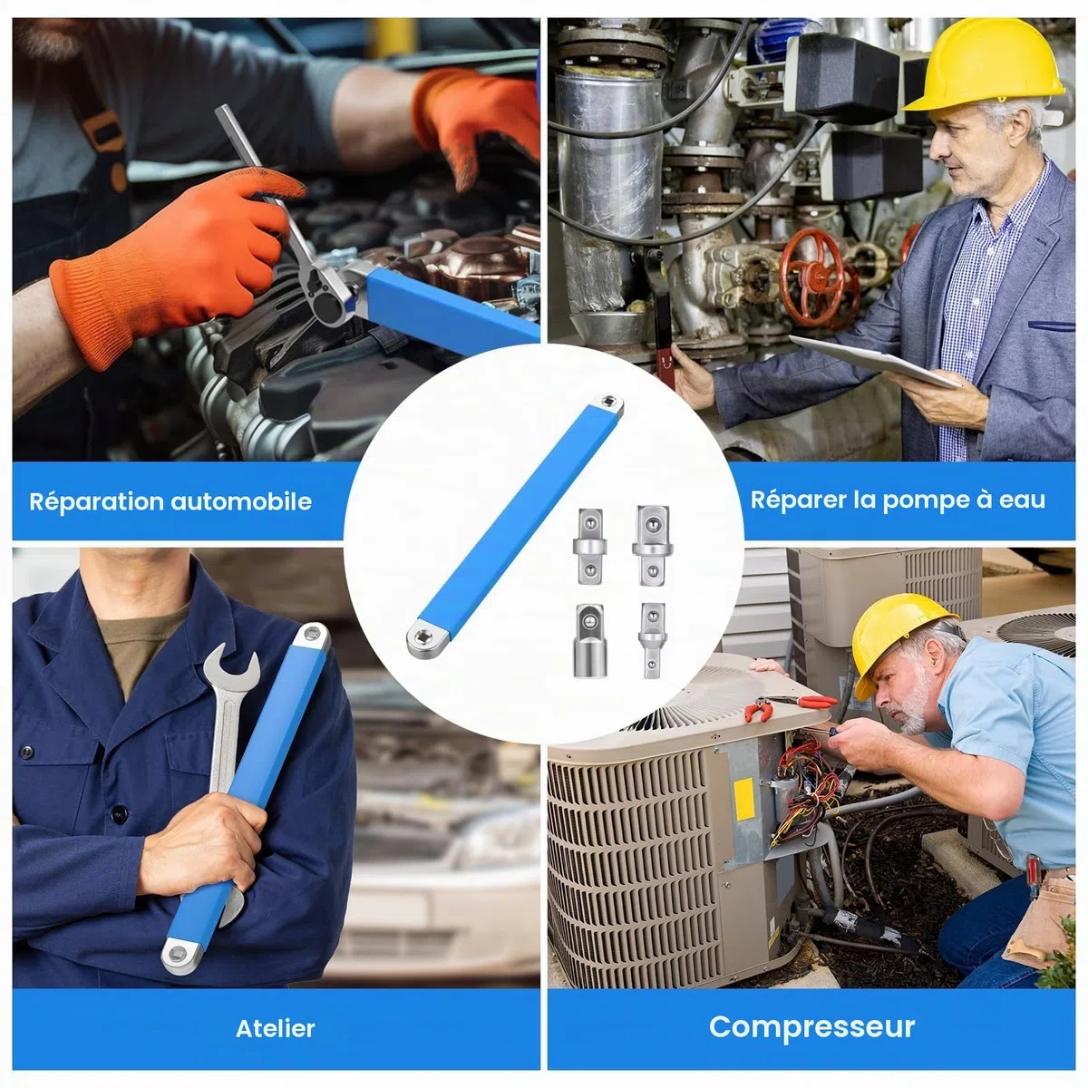 Ensemble de Clés à Douille à Rallonge Décalée Prêtes pour L'impact Professionnel, Barre D'extension à Cliquet, Rallonge de Clé Dynamométrique, Prolongateur de Cliquet, Clé à Espace Restreint Prolongée