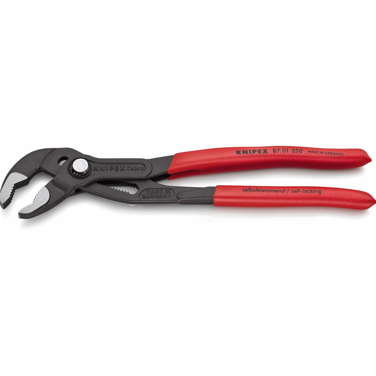 Knipex Cobra Pince multiprise, 250 mm, écrous jusqu'à 46 mm, tuyaux jusqu'à 50 mm, réglage fin par bouton pression, autobloquante, serrage, 87 01 250