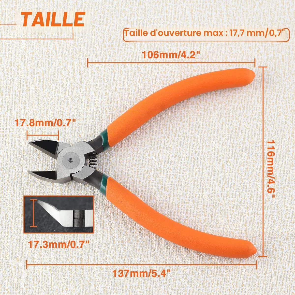 LEONTOOL Pince diagonale pour plastique à coupe affleurante, 45 coupe-fils coudés pour travaux manuels, coupe-fil, pince coupante pour la fabrication de bijoux, électronique, modèle, floral
