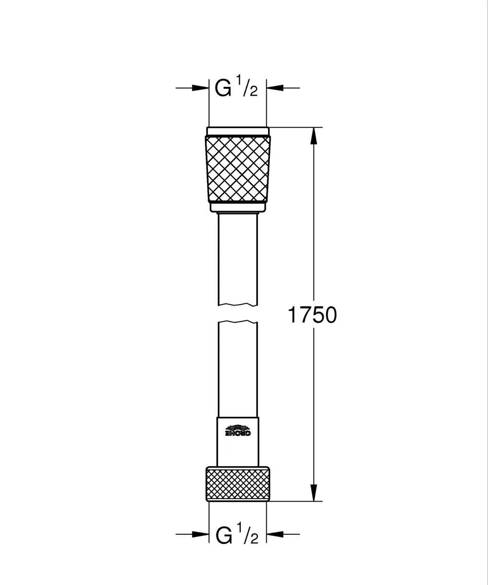 GROHE VitalioFlex Trend, Flexible de douche 1750mm, Surface lisse, Résistance jusqu'à 5 bars, Anti-pliures, Noir Mat, 287422432