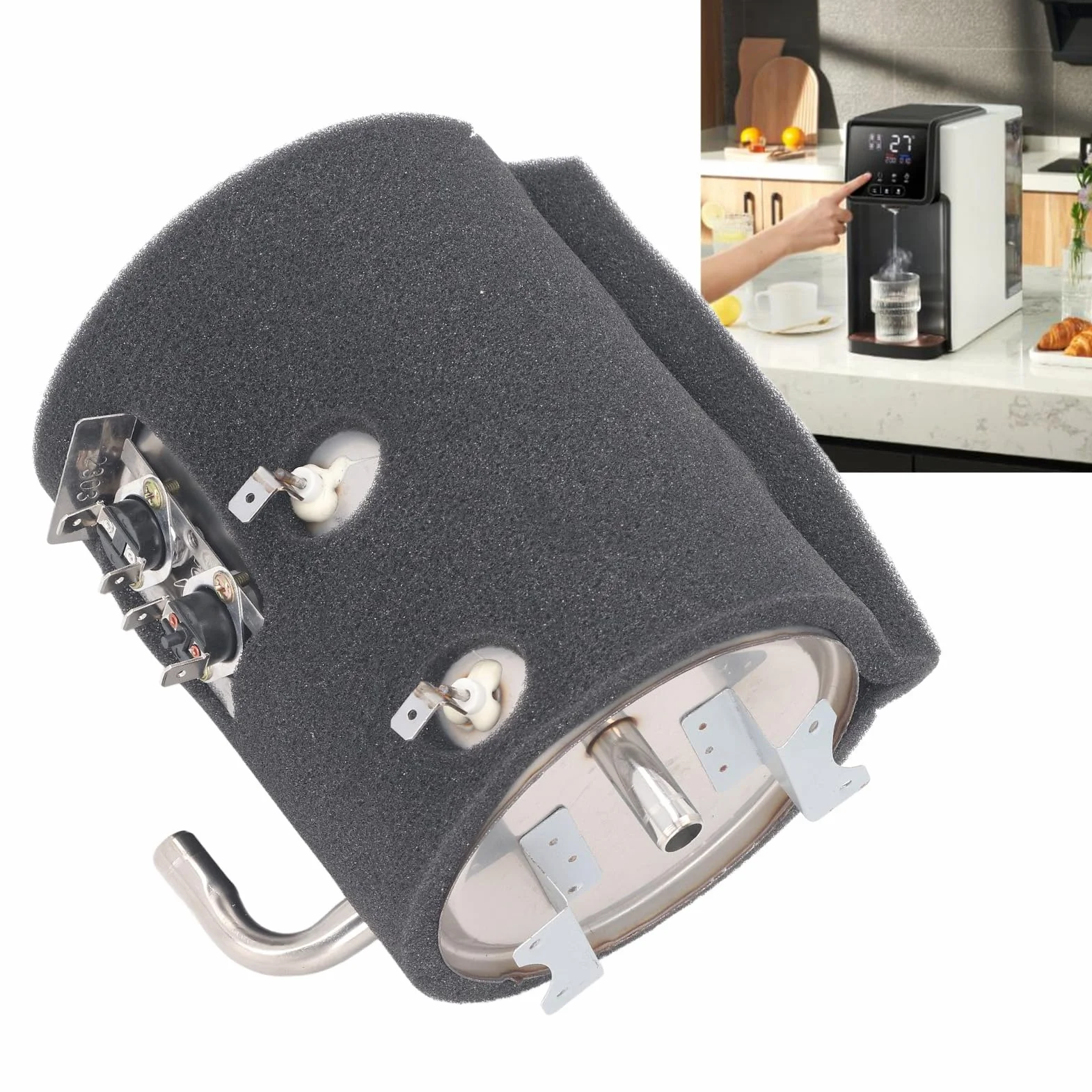 Réservoir Chauffant pour Distributeur D'eau en Acier Inoxydable de 1 L, Fournit de L'eau Chaude à Tout Moment, Taille Compacte et Poids Léger, Facile à Installer, adapté à
