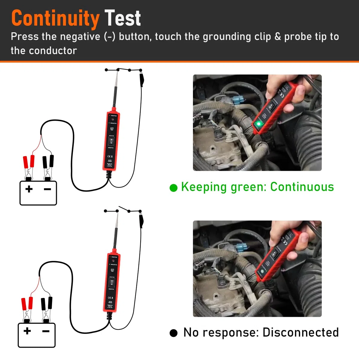 EXLECO Détecteur de Testeur de Circuit Électrique Voiture CC 6V 12V 24V Test Light Auto Lampe Temoin Analyseur de Circuit LED Sonde de Tension Électrique Automobiles Testeur de Système Électrique