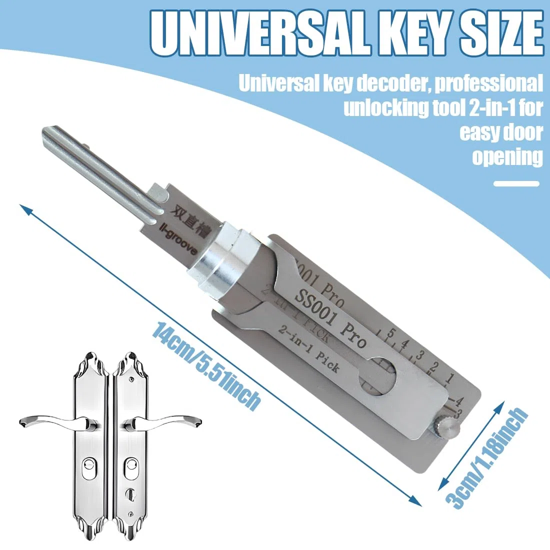 Passe partout Outil De Crochetage De Serrure Et Décodeur 2 En 1,kit De Crochetage De Serrure De Porte,lock Pick Decoder,outil Crochetage Et Décodeur Serrure,SS002 PRO