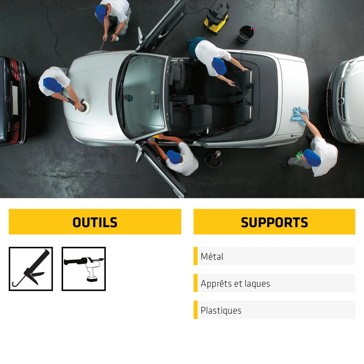 SIKA - Mastic Hybride pour Carrosserie - Pulvérisable - Etanchéité et Collage - Int/Ext - Sikaflex-527 AT Blanc (Réservé aux Professionnels) - Bonne adhérence sans primaire - Noir - 300ml