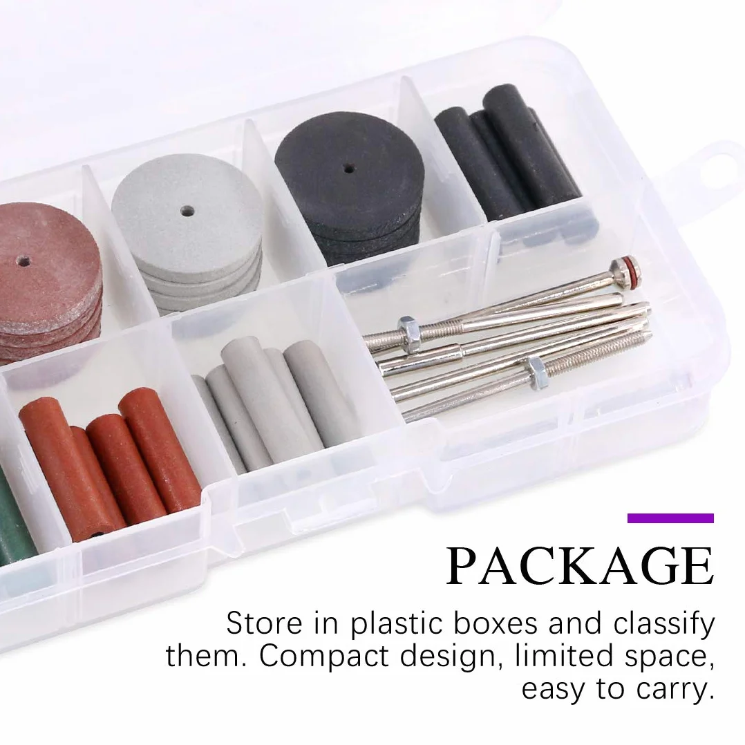 Swpeet Lot de 46 roues de polissage en caoutchouc de silicone, 40 pièces de 4 couleurs mélangées de laboratoire et de particules de polissage + 6 tiges de mandrin parfaits