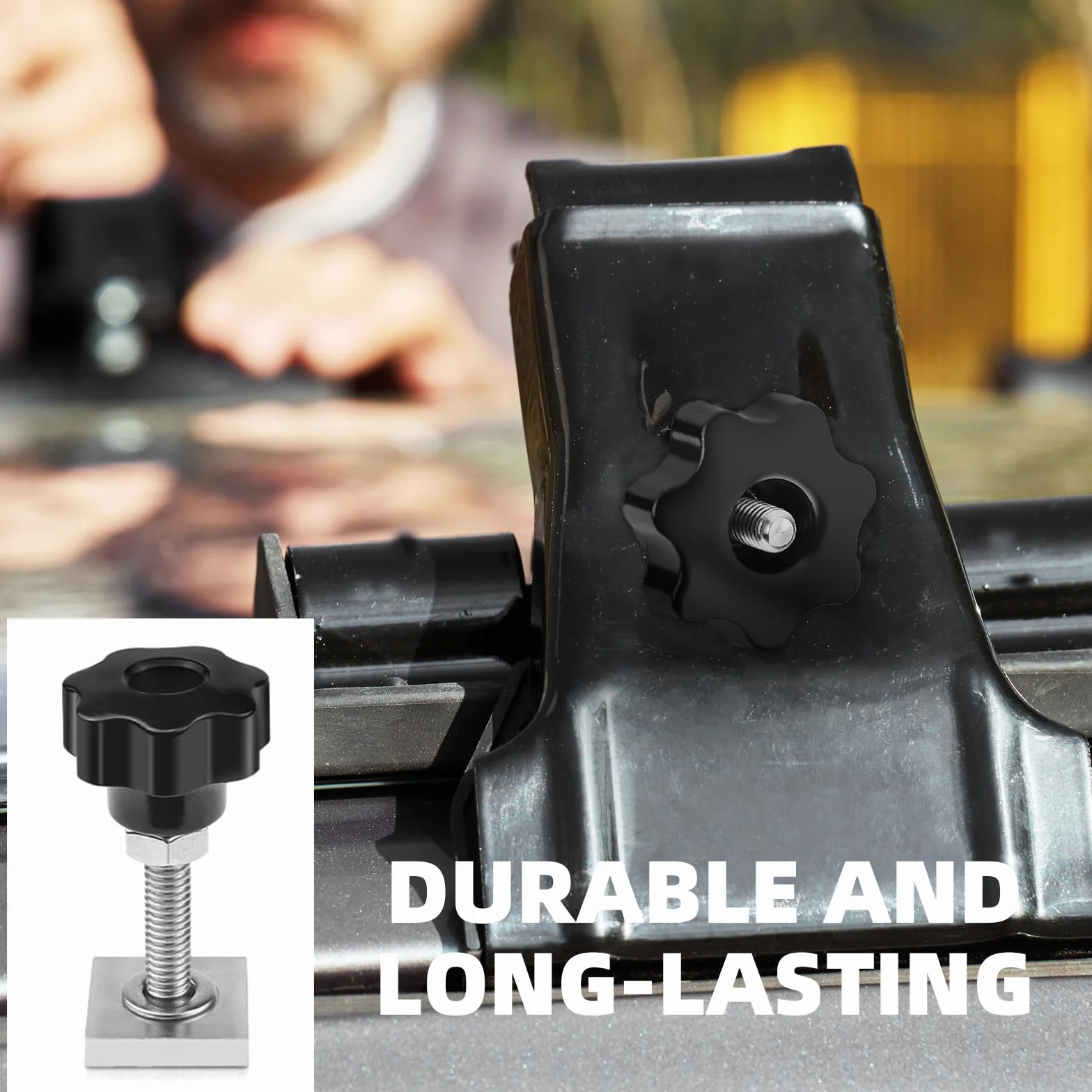 Adaptateur T-Track M6x35mm, 8PCS Vis Coulissantes en T avec Écrous Étoile m6 et Rondelle D'écrou, Track en T avec Écrous pour Adaptateur Vélo, Porte-Bagages de Toit