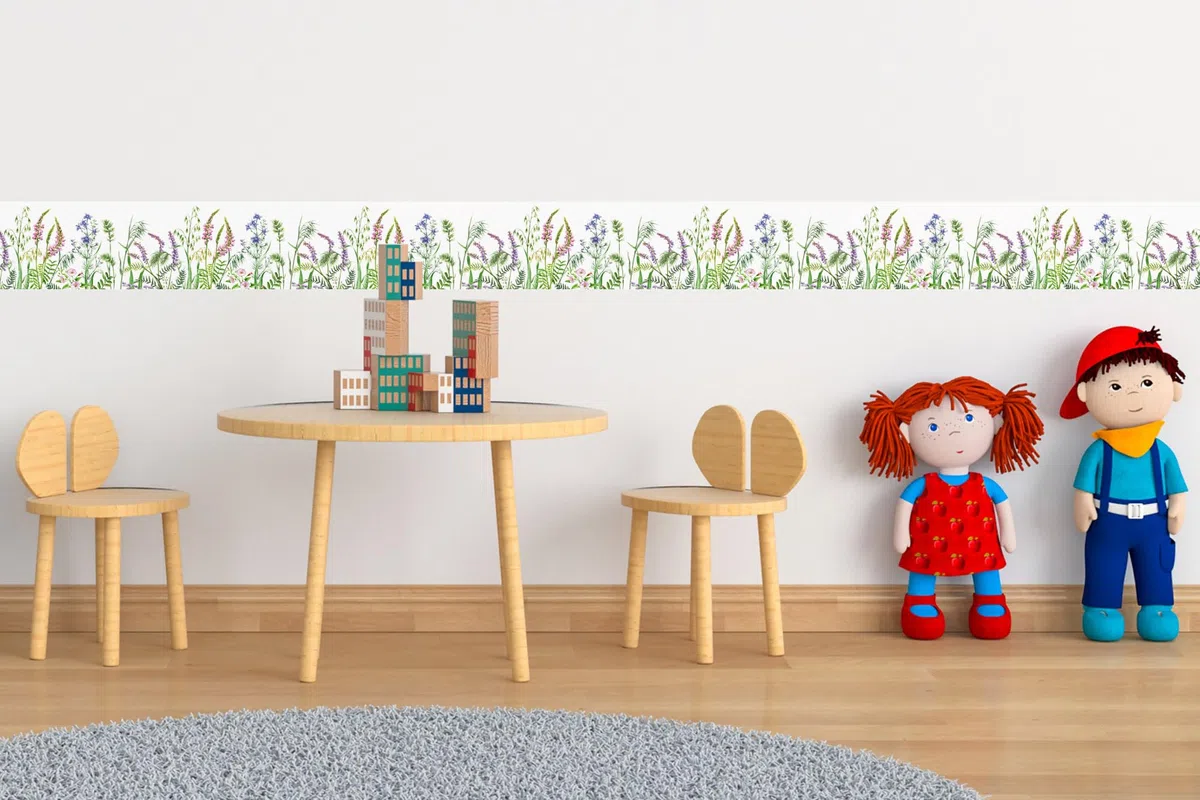 Dimex Frise adhésive FLEURS DE PRAIRIE - Frise murale pour papier peint - Tatouage mural décoratif pour murs, meubles, plafonds, papiers peints, portes - sur 5 m x 0,15 m par rouleau
