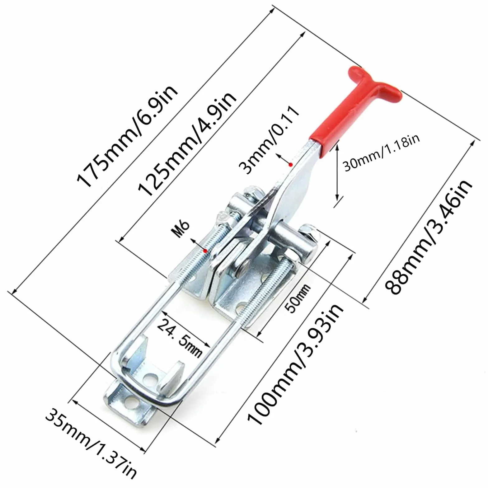 Lot de 4 Loquet à bascule en Métal, Pince à Loquet Loquet à bascule en Métal Serrage Verrou Fermeture à levier Sauterelles de Menuisier Réglable pour Armoire Porte Boîte,Cas sans Serrure