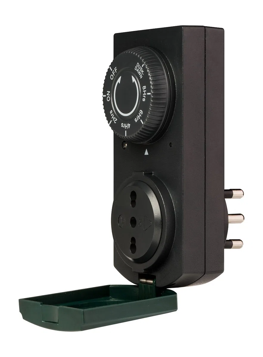 POLY POOL - PP1410 Prise électrique avec capteur crépusculaire - Minuterie prise électrique avec 4 plages et fonction programmable coucher de soleil - Prise avec minuterie pour extérieur
