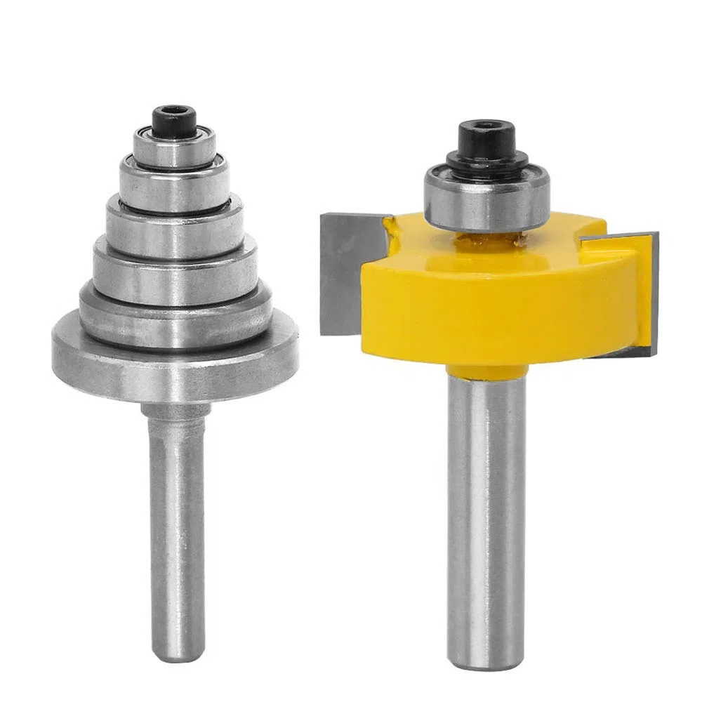 8mm Fraise de Défonceuse à Feuillure Routeur Bit Avec 6 Ensemble Roulements Pour Plusieurs Profondeurs 28,6 mm, 22,2 mm, 19,05 mm, 15,9 mm, 12,7 mm, 9,52 mm Outil de Menuiserie