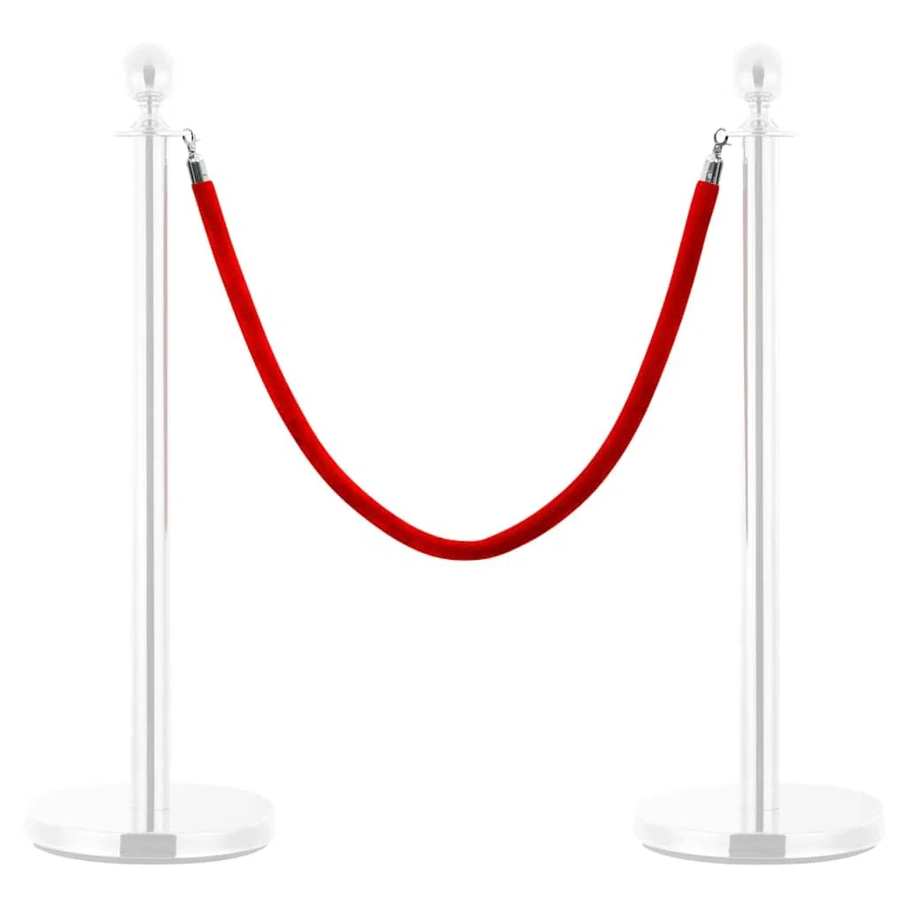 vidaXL Corde de Colonne Corde de Barrière Contrôle des Foules Evénements Hôtel Club Spectacle Extérieur Résistant Durable Rouge et Argenté Velours