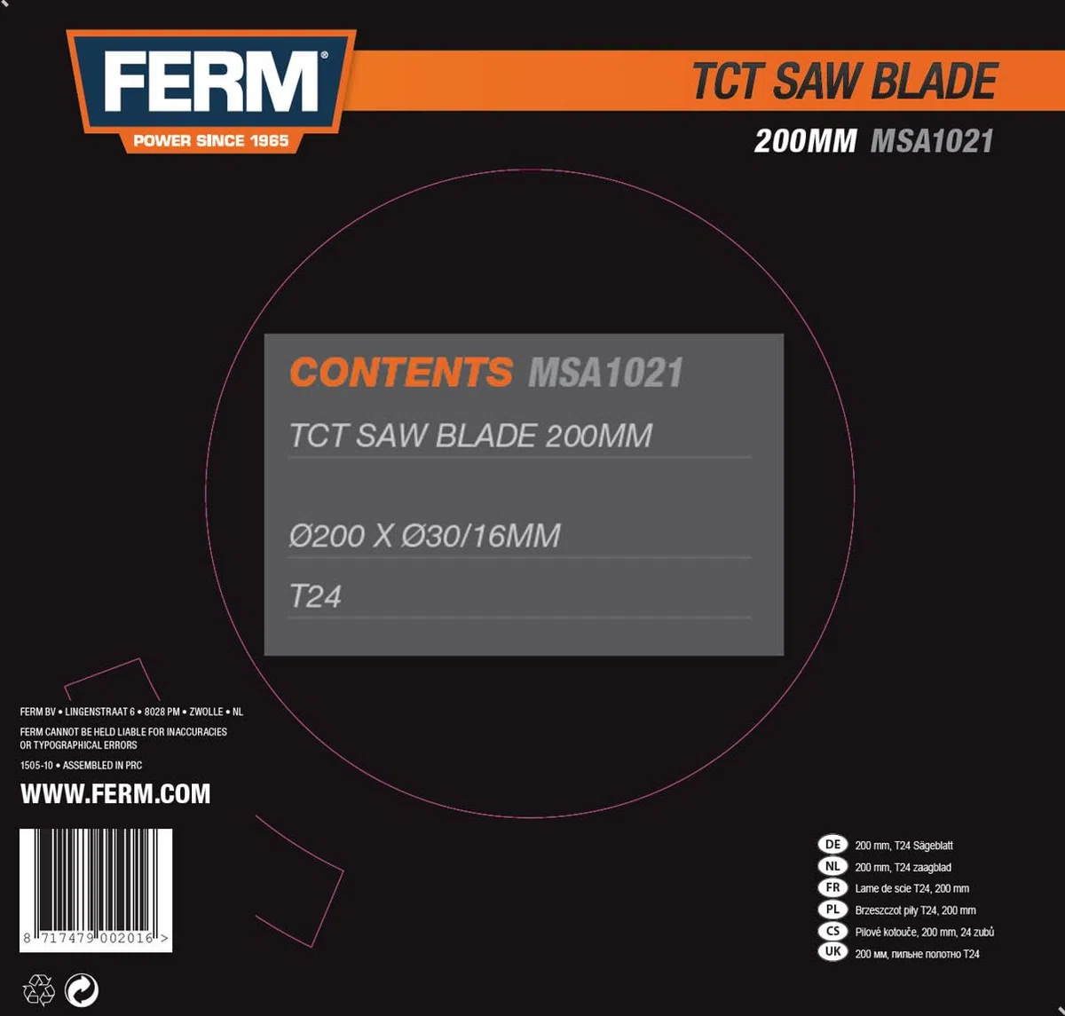 FERM Lame de scie 200x30/16 24T - pour scie de table
