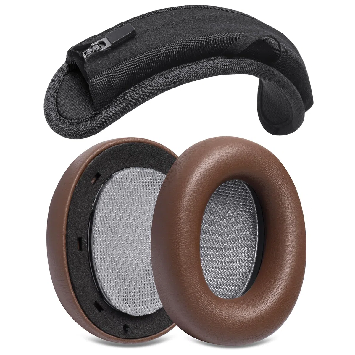 Kit de coussinets de rechange à clipser pour casque Beyerdynamic Lagoon ANC, cuir protéiné et mousse à mémoire de forme à rebond lent pour un confort haut de gamme (marron)