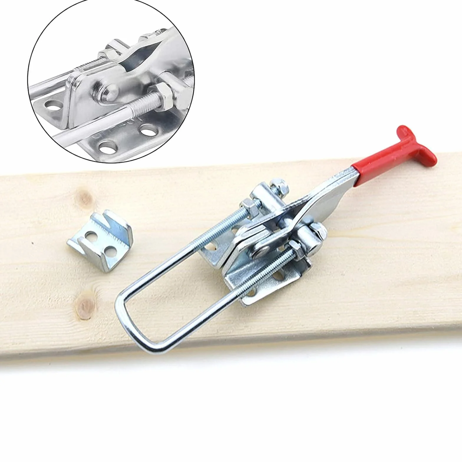 Lot de 4 Loquet à bascule en Métal, Pince à Loquet Loquet à bascule en Métal Serrage Verrou Fermeture à levier Sauterelles de Menuisier Réglable pour Armoire Porte Boîte,Cas sans Serrure