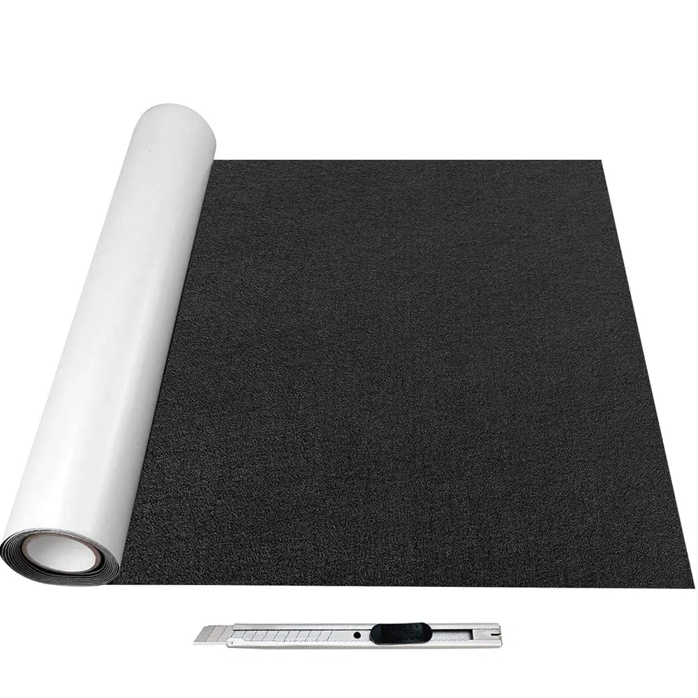Feutrine Noire Autocollante, 40x200cm Rouleau Feutrine Adhesive,Tissu Feutre Epaisse 2mm,Feutrine autocollante pour Doublure de Boîte, Cadre Photo, Pied de Chaise, DIY, Halloween